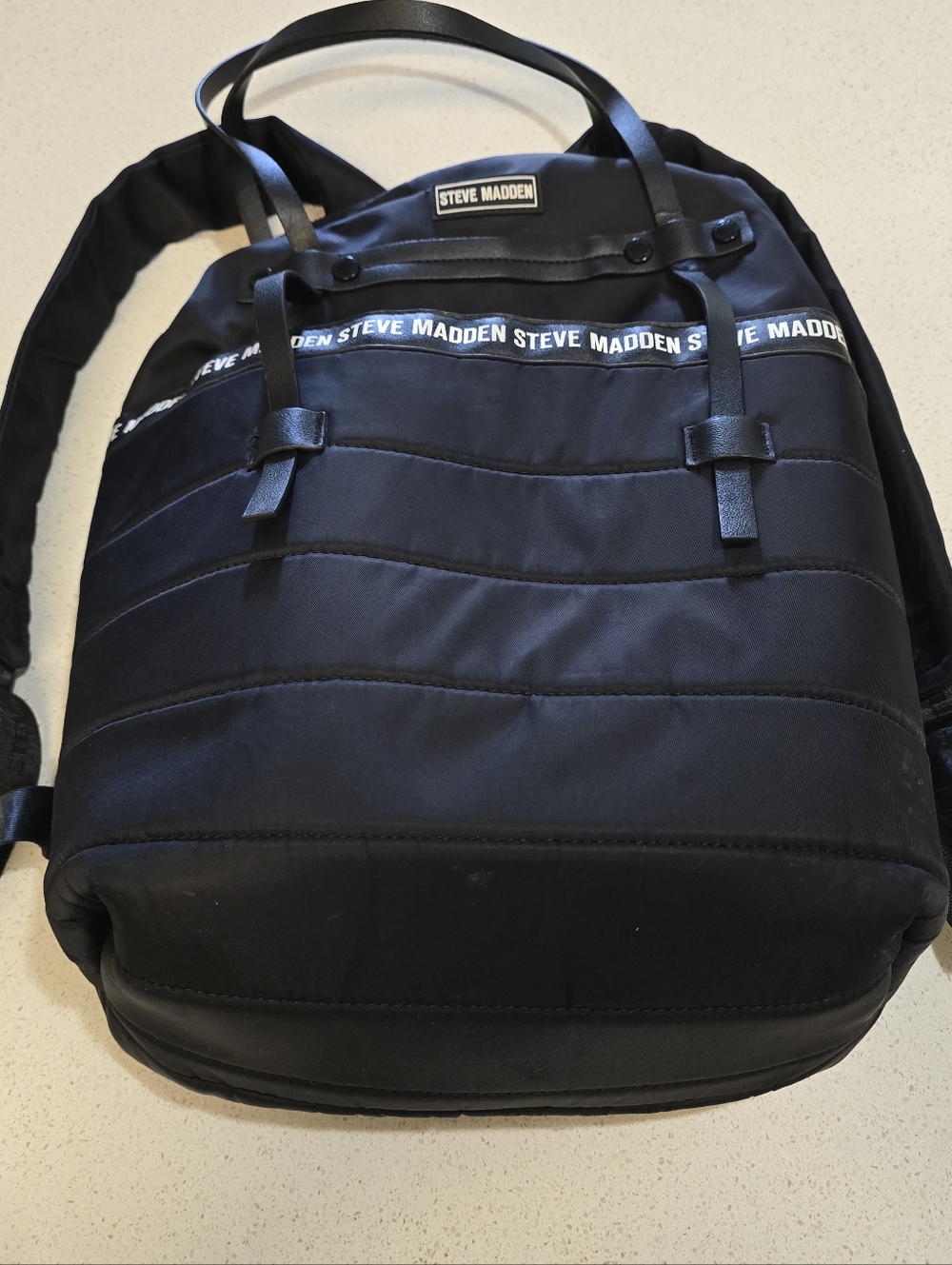 Steve Madden Black Quilted Puffer Backpack Travel School Bag